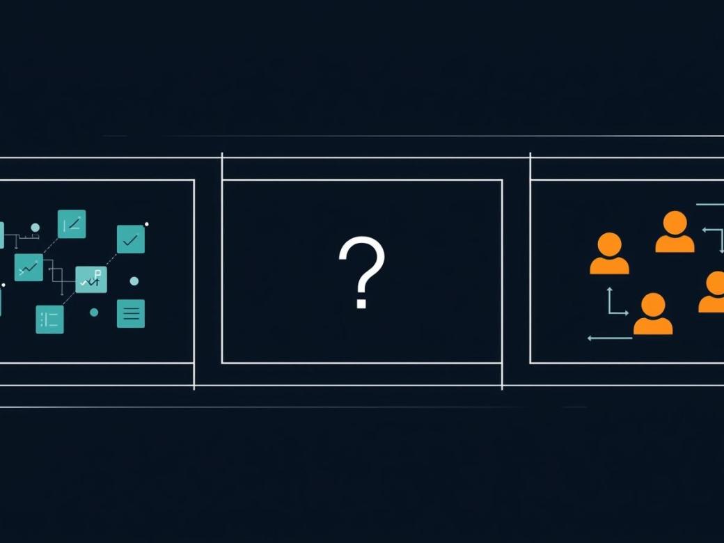 A funnel with AIs to the left, question mark in the middle, and humans on the right.